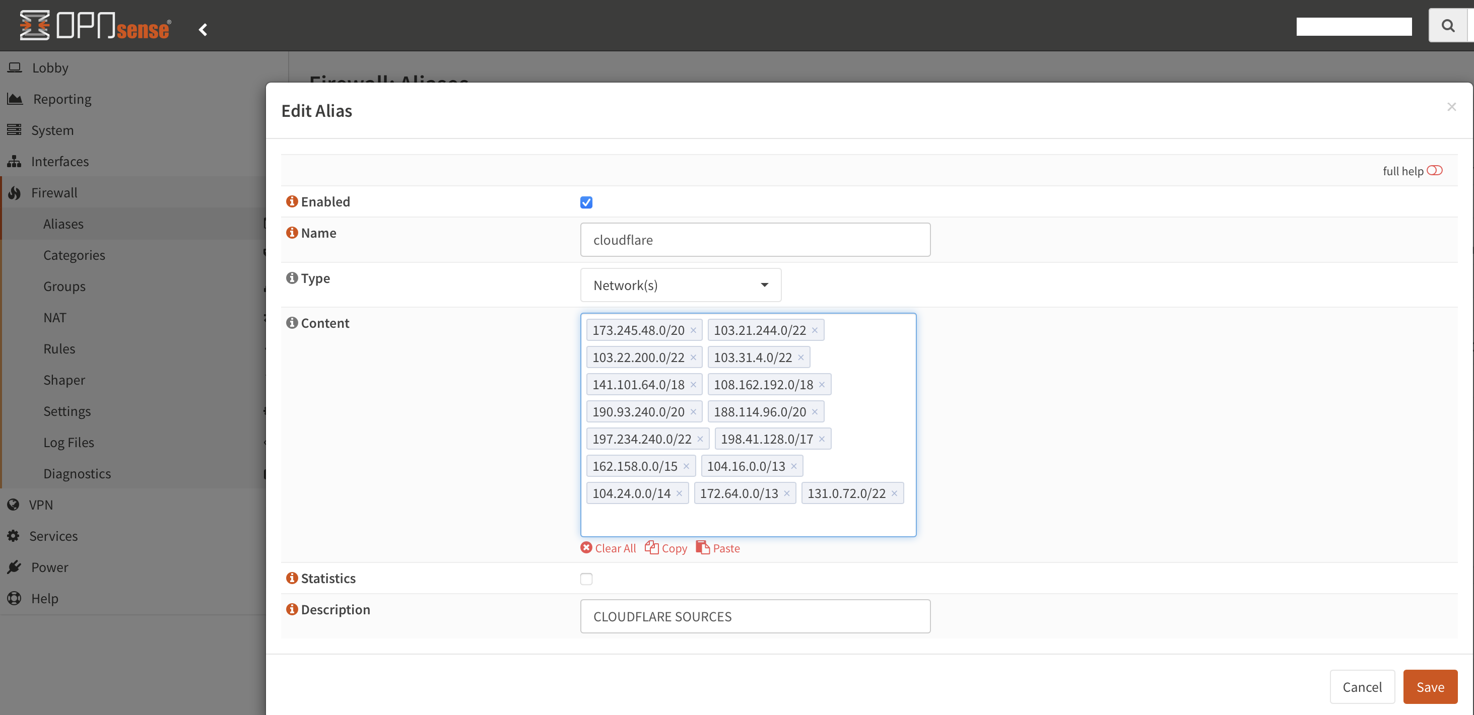 OPNsense Host Aliases